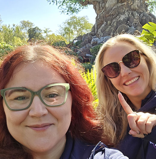 Two team members smile for a selfie near Expedition Everest at Disney's Animal KingdomTwo team members smile for a selfie near Expedition Everest at Disney's Animal Kingdom