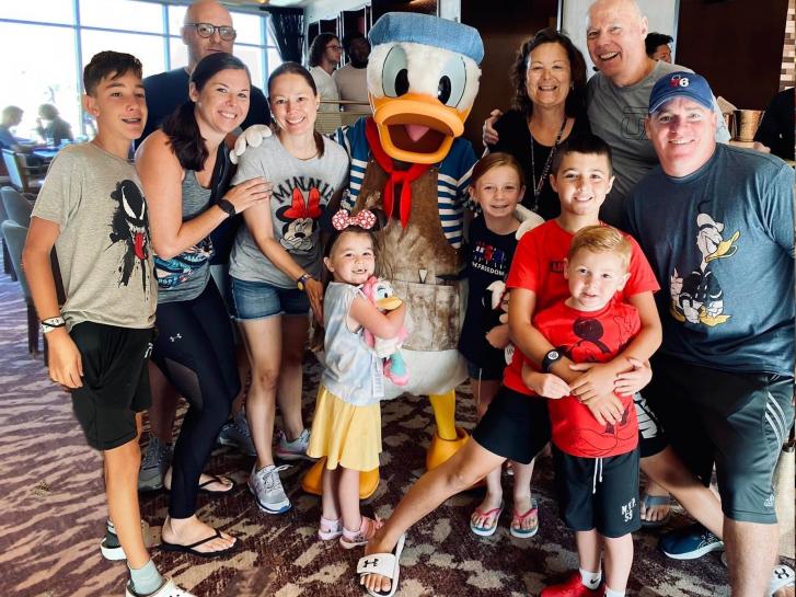 Guest Photo from Dawn Sass: Guests with Donald Duck at Topolino's Terrace at Disney's Riviera Resort